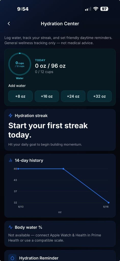 Hydration — 2ND PRIME AI app screenshot