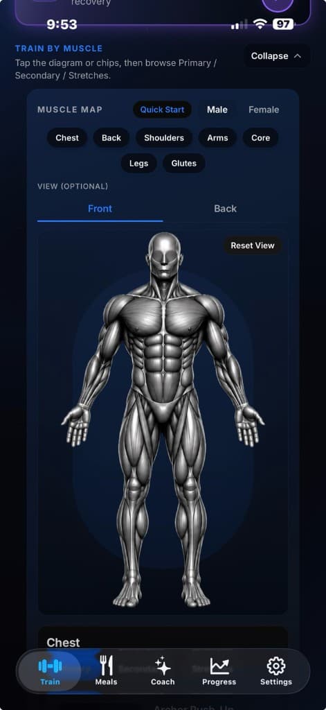 Muscle Map — 2ND PRIME AI app screenshot