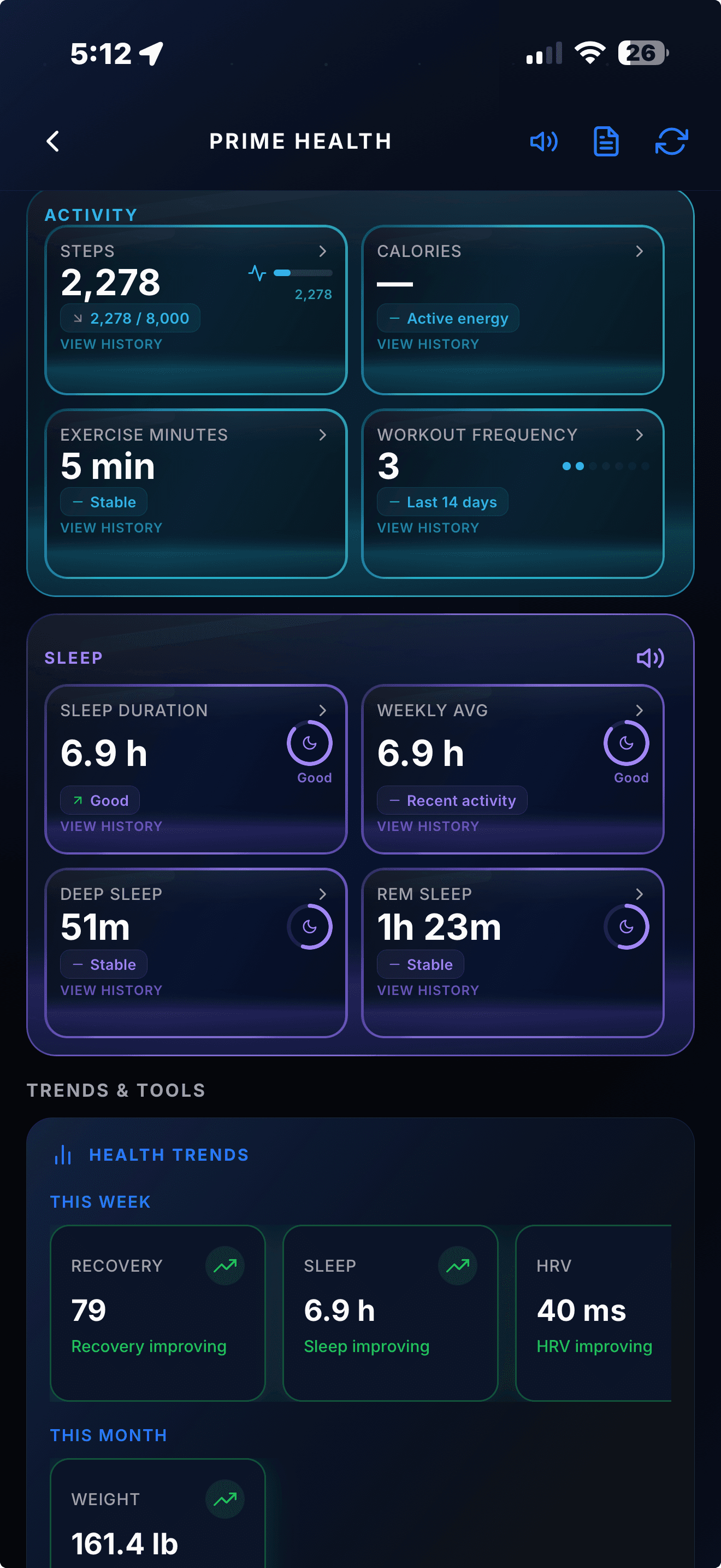 Prime Health activity and sleep