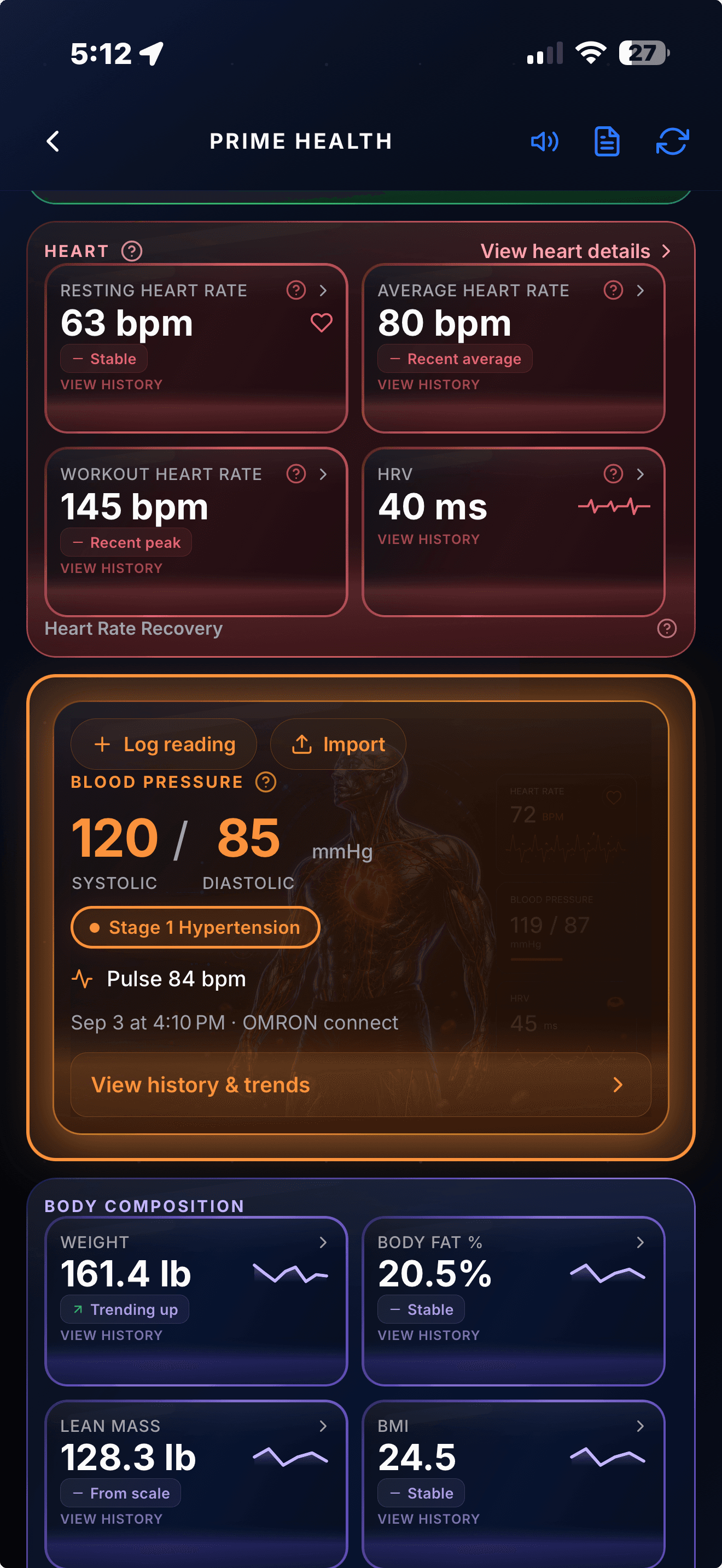 Prime Health vitals
