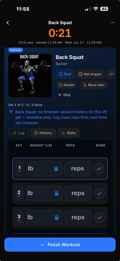 Workout logging — 2ND PRIME AI